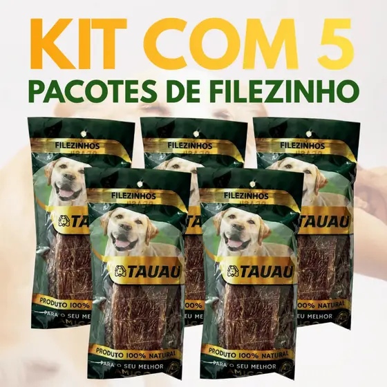 Kit 5 Petisco Filezinho Para Caes 250g 100% Natural Tauau