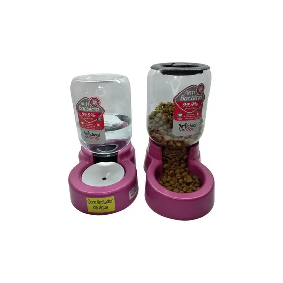 Bebedouro Rosa Cachorro Shitzu S/molhar Os Pelos+comedouro 02l+03