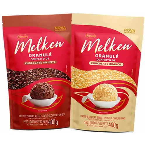 Kit Granulado Granulé Ao Leite + Branco Melken 400g Harald