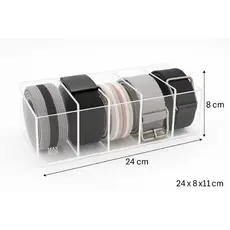 Porta Cintos em Acrílico Organizador Cristal com 5 Divisórias 24x8x11cm