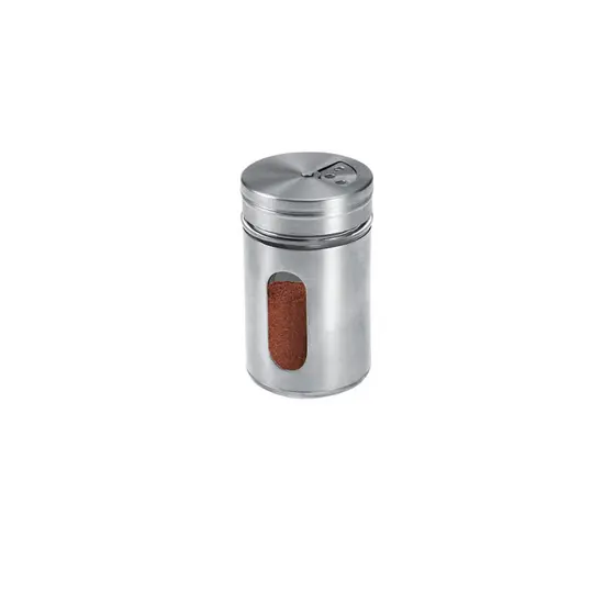 Porta Condimento Saleiro Pimenteiro Aço Inox Com Visor Premium 90ml ( 51182 )
