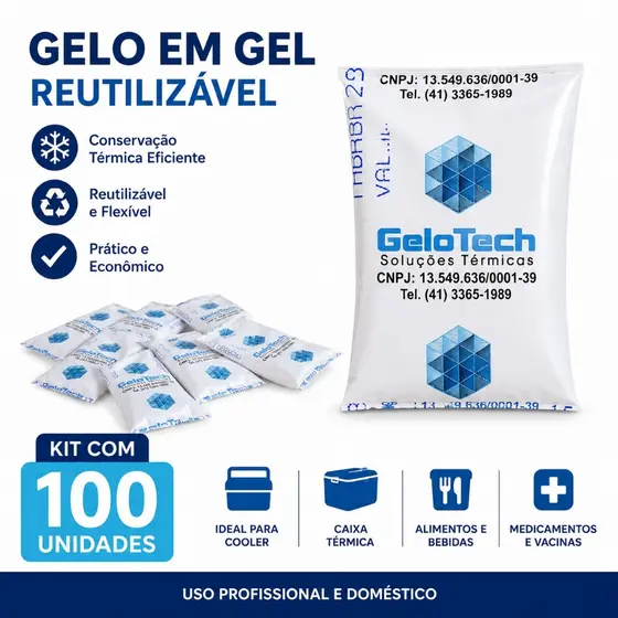 Gelox gel artificial reutilizável flexível 15 ml 100 un placa bolsa gelo cooler transporte