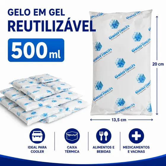 Gelo em gel artificial flexivel reutilizavel 500ml Gelotech bolsa de gelo gelox