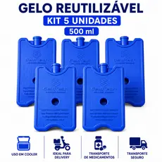 Gelo em gel artificial rigido reutilizavel 500ml placa gelox Kit 5 unidades cooler delivery remédio bolsa térmica