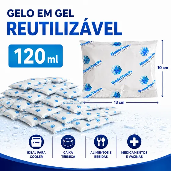 Kit bolsa de gelo gel artificial reutilizável flexível 120 ml placa gelox cooler transporte