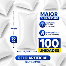 Kit 100 Gelo Artificial Reutilizável 50ml Para Cooler Delivery Bolsa Térmica Transporte Remédio Gelox Gel