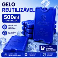 Kit Gelo Reutilizável Rígido Gelotech 500ml Placas Gelox Artificial para Cooler Caixa Térmica Delivery Medicamentos