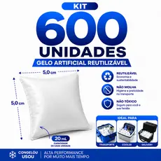 Kit 600 Unidades Gelo Artificial Reutilizável 20 ml Alta Performance Cooler Bolsa Térmica Transporte Remédio Gelo x Gel