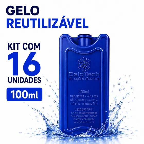 Placa de gelo reutilizável rígido 100 ml kit 16 unidades gelox cooler delivery transporte remédio