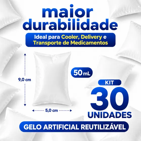 Gelo Artificial Reutilizável 50ml Cooler Delivery Bolsa Térmica Transporte Remédio Gelox Gel 30 UN