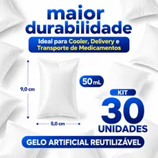 Gelo Artificial Reutilizável 50ml Cooler Delivery Bolsa Térmica Transporte Remédio Gelox Gel 30 UN