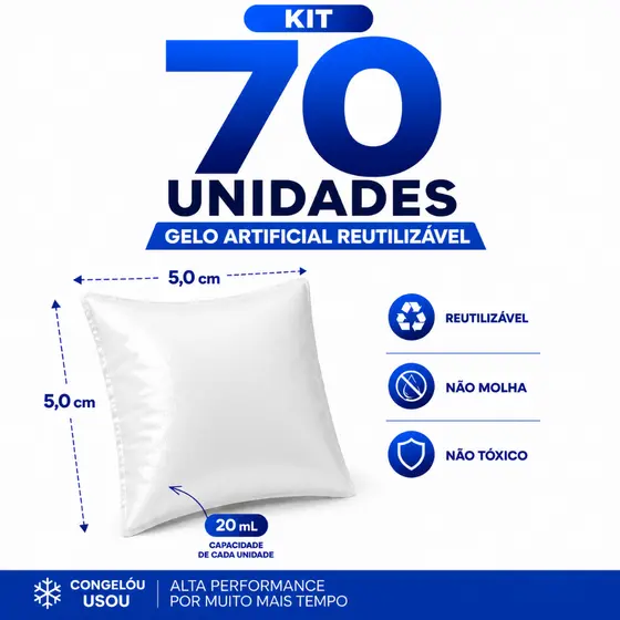 Gelo Reutilizável 20 ml Alta Performance Para Cooler Bolsa Térmica Delivery Transporte Remédio Kit 70un Gelox em Gel