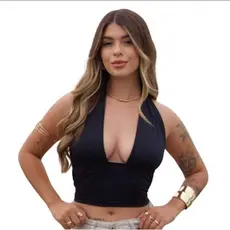 Blusa Cropped Com Amarraçao Multi forma Top Femino Decote costas aberta multi amarração