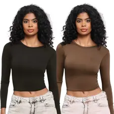 KIT 2: Blusa Feminina de Manga Longa - Meia Estação de Compressão Colada