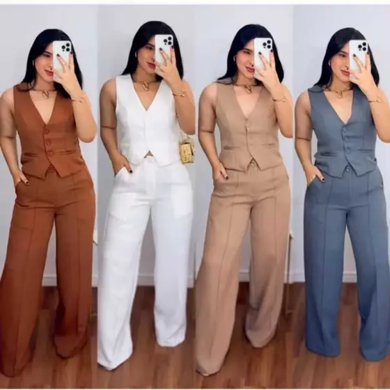CONJUNTO FEMMININO COLETE e CALÇA ALFAIATARIA ELEGANTE E MODERNO 4.7 786 Avaliações