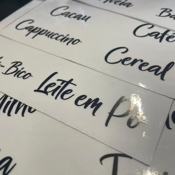 24 Etiquetas Adesivas Vinil Transparente Potes Mantimentos Cozinha Lavável À Prova D'água 9x4cm