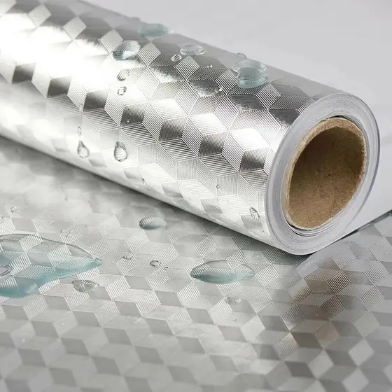 Rolo Papel Adesivo De Alumínio 3D Impermeável Proteção Para Cozinha E Fogão
