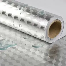 Rolo Papel Adesivo De Alumínio 3D Impermeável Proteção Para Cozinha E Fogão