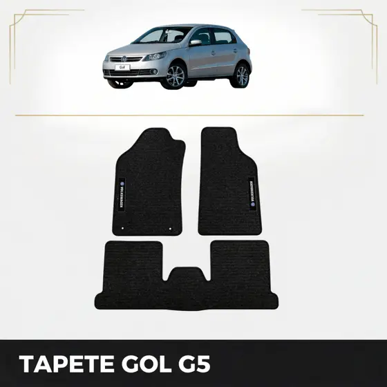 Kit de tapetes 3 peças específico Gol G5 2009 10 11 12 13 2014 Carpete Preto