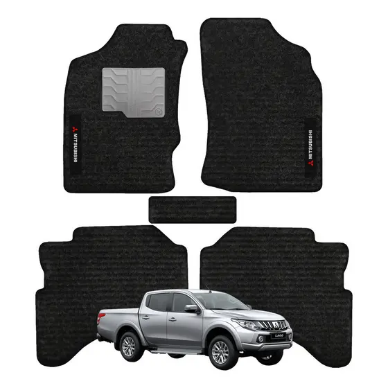 Kit de tapetes 5 peças específico L200 Triton 2000 01 02 ... 15 16 2017 Carpete Preto
