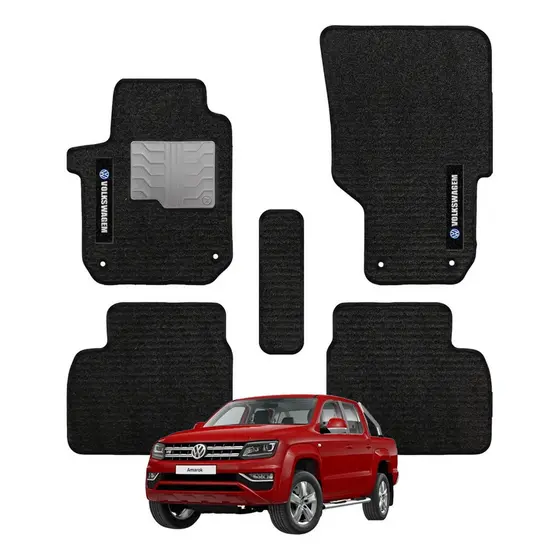 Kit de tapetes 5 peças específico Amarok 2005 a 2024 Carpete Preto