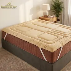 Protetor de Colchão Pillow Top Casal, Queen Micro Percal 400 Fios - Conforto Superior Maciez Premium