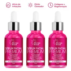 3X Sérum Rosa Mosqueta + 3% Ácido Hialurônico + Colágeno + Vitamina A, B1 e B2 | Morena Brasil 💓