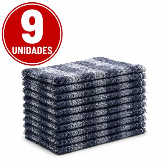Kit 9 Panos de Chão Xadrez Grande 60x40 Alta Absorção