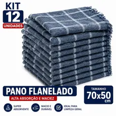Pano de chão Xadrez extra grande flanelado algodão 70x50cm