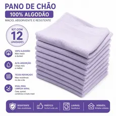 Kit Pano de Chão Algodão Branco Flanelado 40x65cm
