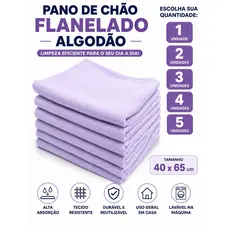 Pano de Chão Flanelado de Algodao Branco 40x65cm