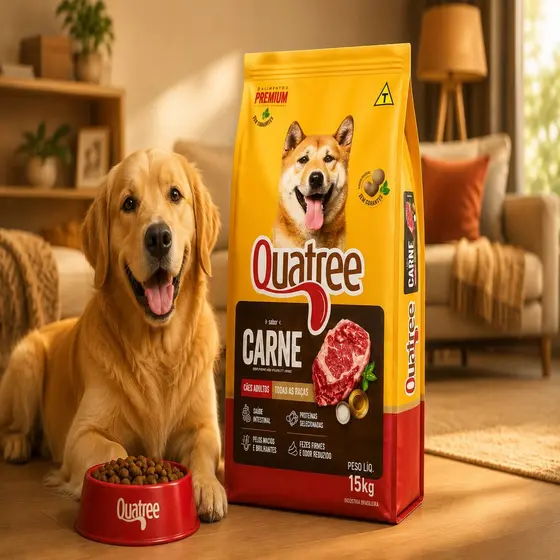 Ração Cachorro Adulto15kg Quatree Gourmet Todas Raças Sabor Carne