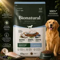 Ração Para Cachorro 15kg Bionatural Prime Sensitive Adulto Raças Medias e Grandes Peixe Branco Coco