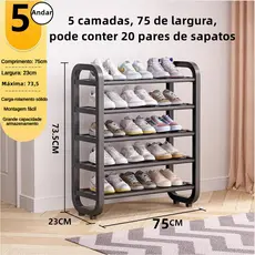 Sapateira  75 cm de Altura e 5 Andares para 15/20 Pares stante para Sapatos 5 Andares