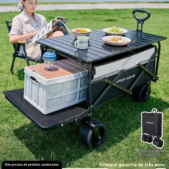 Large Multipurpose Camping Cart Up to 180kg Foldable Beach Shopping Cargo Cart