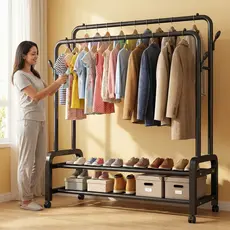 Cabide de roupas de poste único/duplo, cabideiro de secagem de roupas para serviços pesados, cabide de chão para varanda