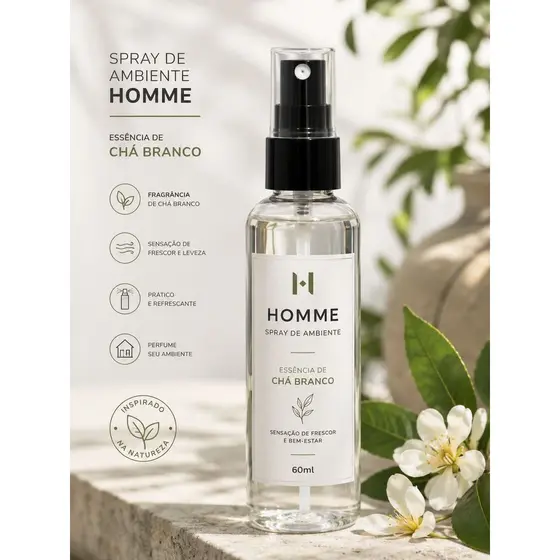 Kit 3 Unidades Aromatizador de Ambiente Home Spray Líquido Chá Branco 60 ml