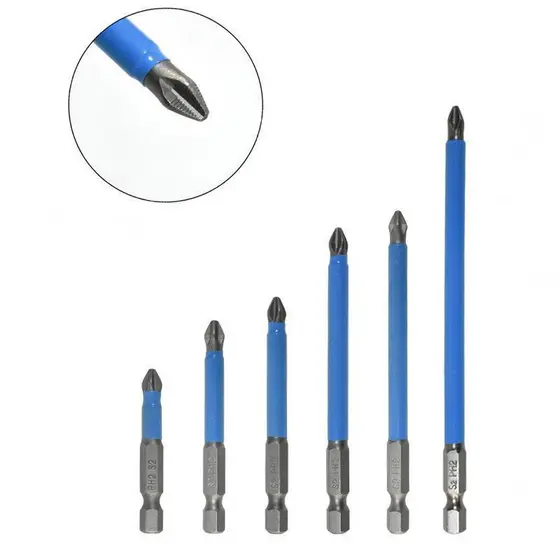 6pçs 50/65/70/90/127/150mm S2 Chave De Fenda De Impacto Em Liga De Aço Cabeça De 1/4 Elétrica Com Cabo Hexagonal Manual