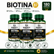 Biotina B7 45mcg Equity Nutrition 180 Cápsulas Com Colágeno Hidrolisado Zero Açúcar
