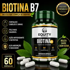 Biotina B7 45mcg Equity Nutrition 60 Cápsulas Com Colágeno Hidrolisado Zero Açúcar