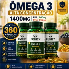 Ômega 3 1400mg 660mg EPA 440mg DHA 360 Cápsulas Original Equity Nutrition Alta Concentração