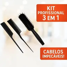 Kit Mariana Escovas Para Cabelo Pente Fino + Escova + Pente Três Fileiras Cores Aleatorias