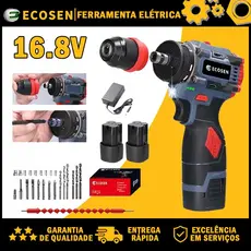 Parafusadeira elétrica com furadeira de 16,8 V e torque de lítio 2 em 1  de  85 Nm com motor sem escova