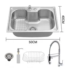 Pia De Cozinha Em Aço Inoxidável Para Alimentos Gourmets + Dispensador De Sabão + Acessórios Torneira 60/50x42