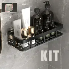 Suporte De Shampoo Organizador Alta qualidade Prateleiras De Banheiro Sem Furo Premium-Space Aluminium
