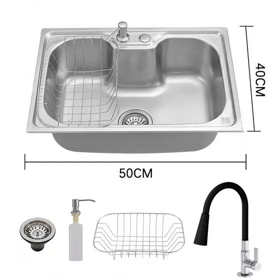 Cuba para cozinha gourmet pia aço inox com Torneira e acessórios 50x40cm