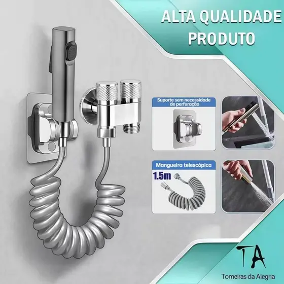 Ducha Higiênica Kit Banheiro Conexão G1/2 Pulverizador Bidê de Parede