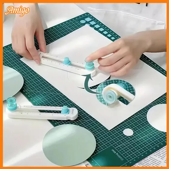 Cortador De Papel Circular Portátil Ajustável De 2-20 Cm-Alta Precisão Para Scrapbooking E Fotos