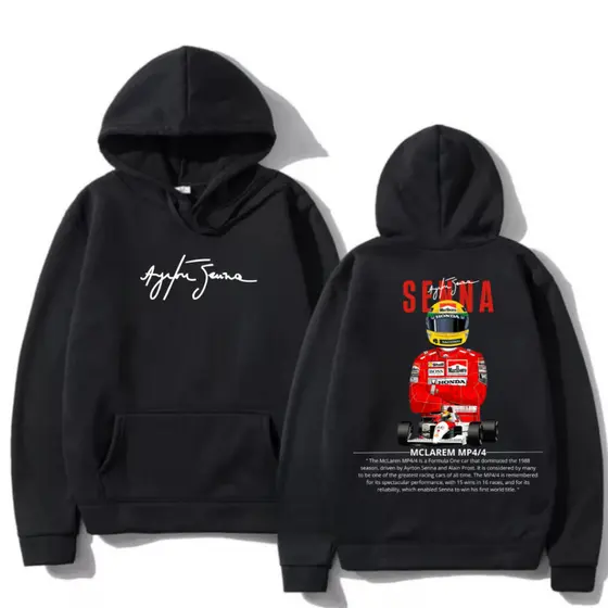 Blusa de Frio Moletom Canguru Aryton Senna Frente e Costa Qualidade Premium Com Capuz Inverno Envio Imediato