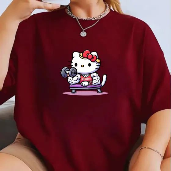 Camiseta Feminina Blusa Hello Kitty Maromba Para Treino Academia Qualidade Premium Envio Imediato